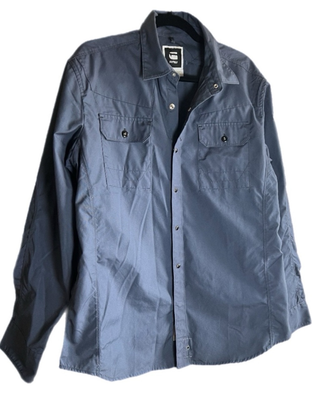G-Star Raw Denim Blue Snap Casual Mens size X-Large Long Sleeve Western